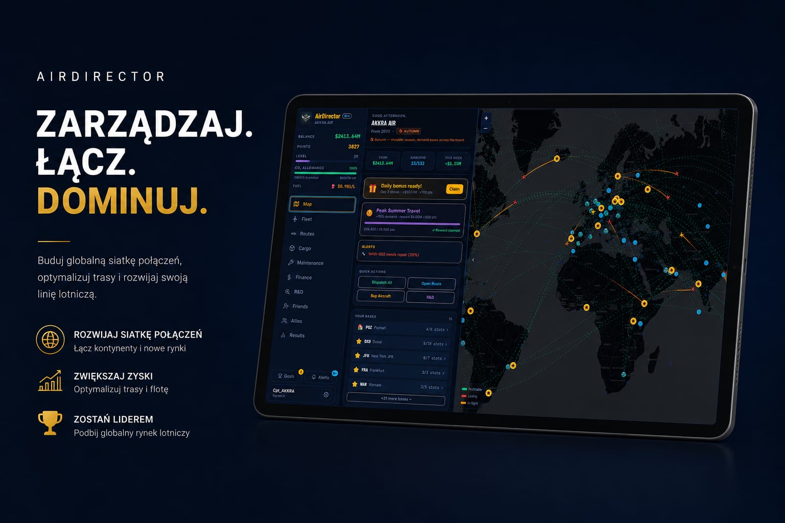 AirDirector — przeglądarkowy symulator zarządzania linią lotniczą